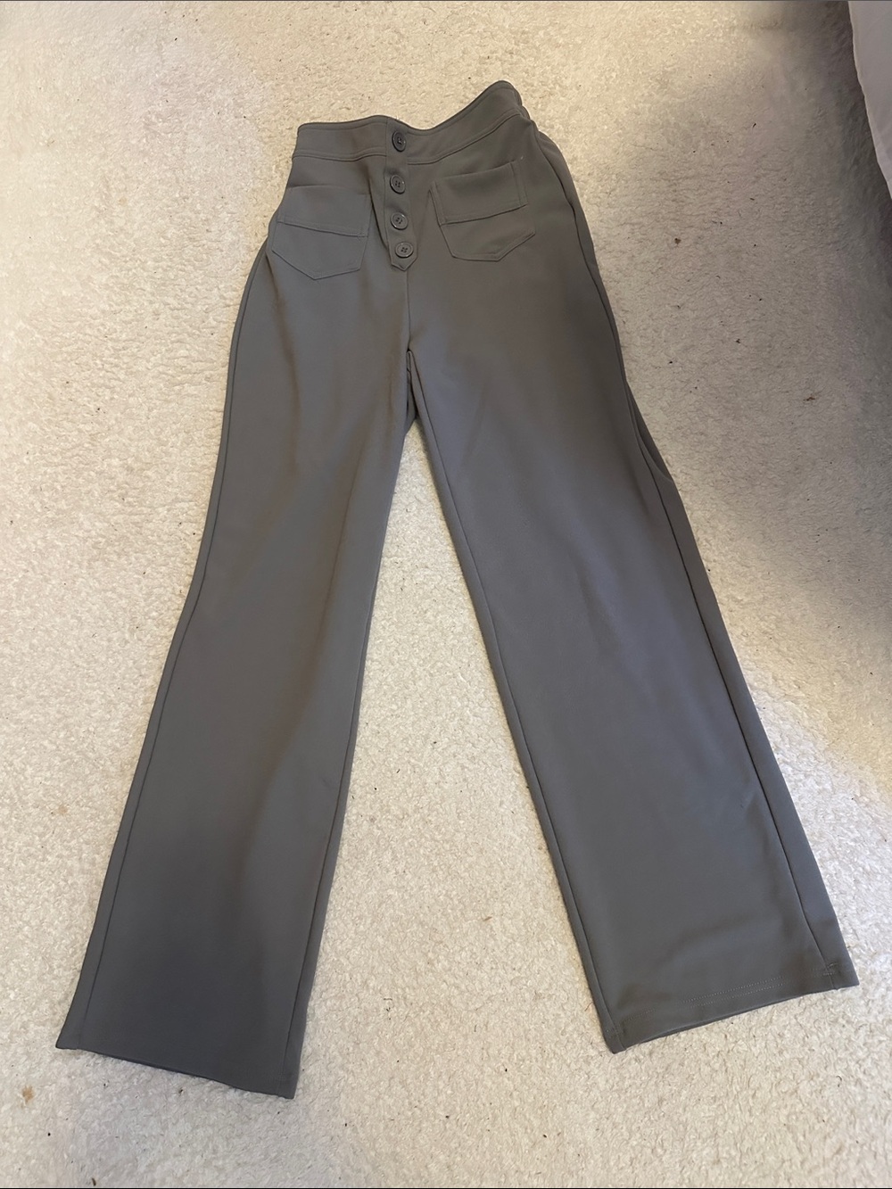 SHEIN High-Waist Wide-Leg Button Front Pants - Gray